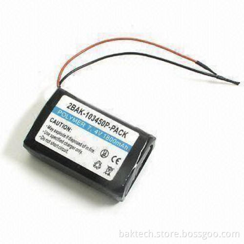 Lithium Polymer Battery Pack with 1,800mAh Capacity, 7.4V Voltage and UL/CE/ROHS Approved